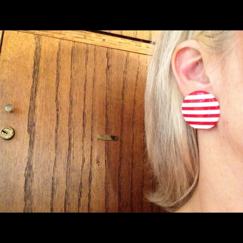 Red and white striped earrings